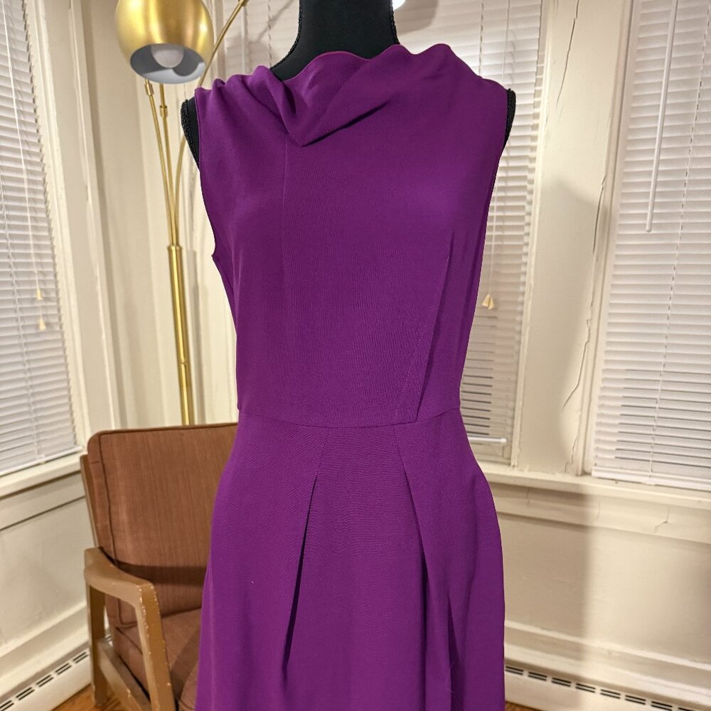 electric purple 8/euro44 wool roland mouret midlength sleeveless aline dress